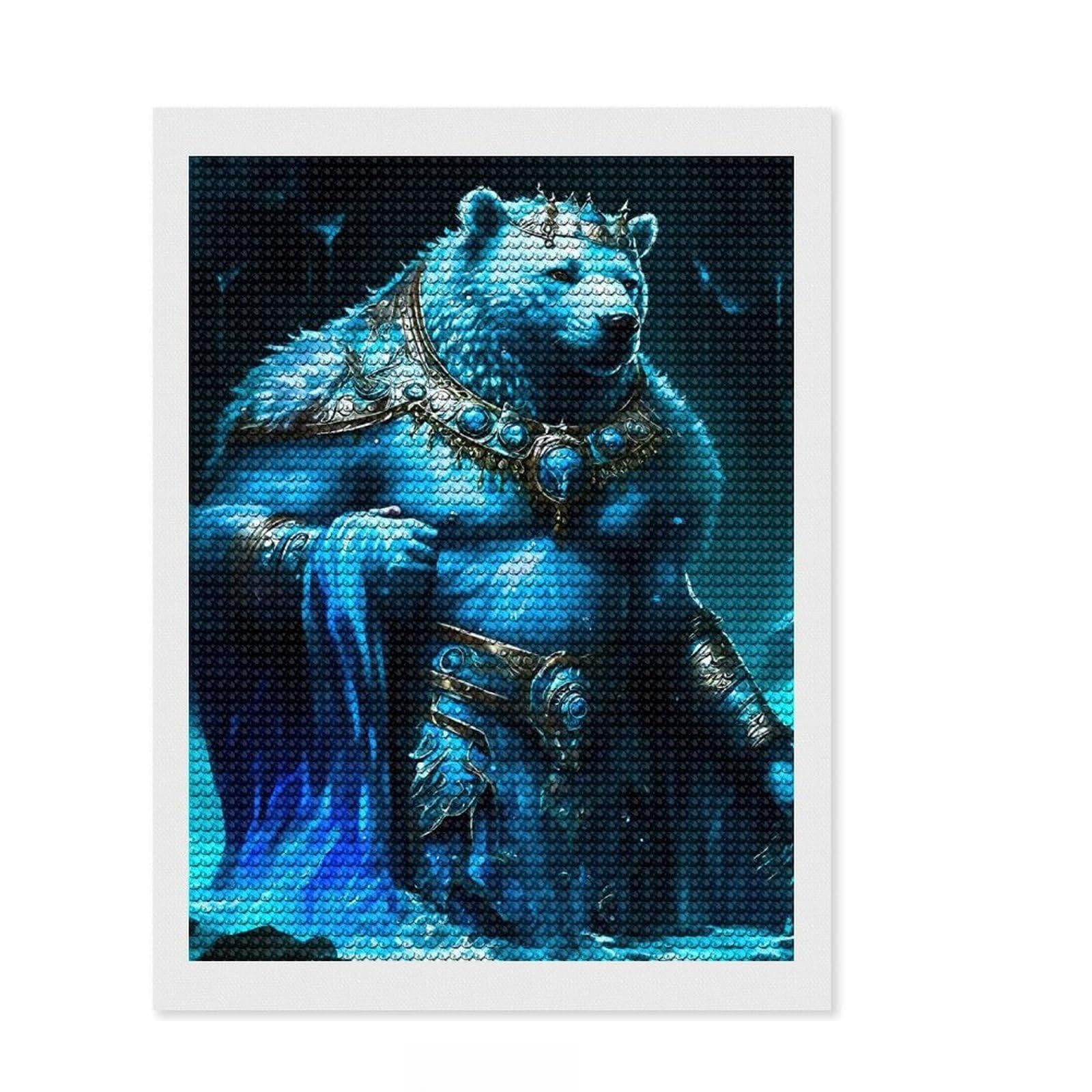 Junmoney Bear Diamond Art Kit 12"x16", for Teens, Home Wall Decor, Easy to Enjoy, Holiday Gift Idea, Calming Craft to Unwind