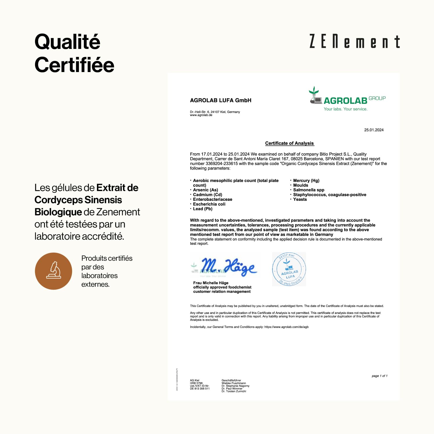 Cordyceps Sinensis Bio (extrait CS-4), 180 gélules avec 650 mg extrait 10:1 = 6500mg de poudre | 40% de polysaccharides bioactifs | 100% Végétalien et Sans Additifs | Zenement