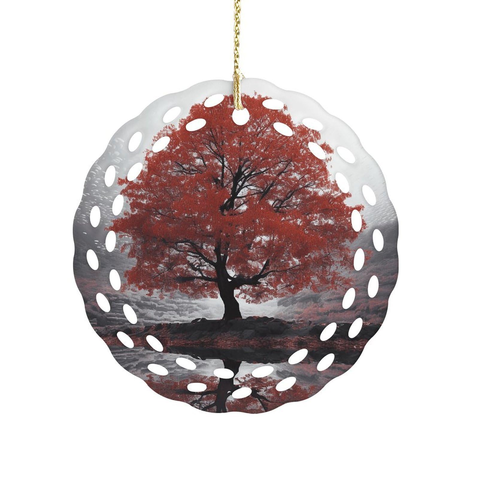 Wsoihfec Women's Style Red Tree Hanging Ornament 3 Inch Round,1-Pack,Xmas Decor -Two-Sided Printed,Friend Ornament Gifts For Friends Coworker Sisters