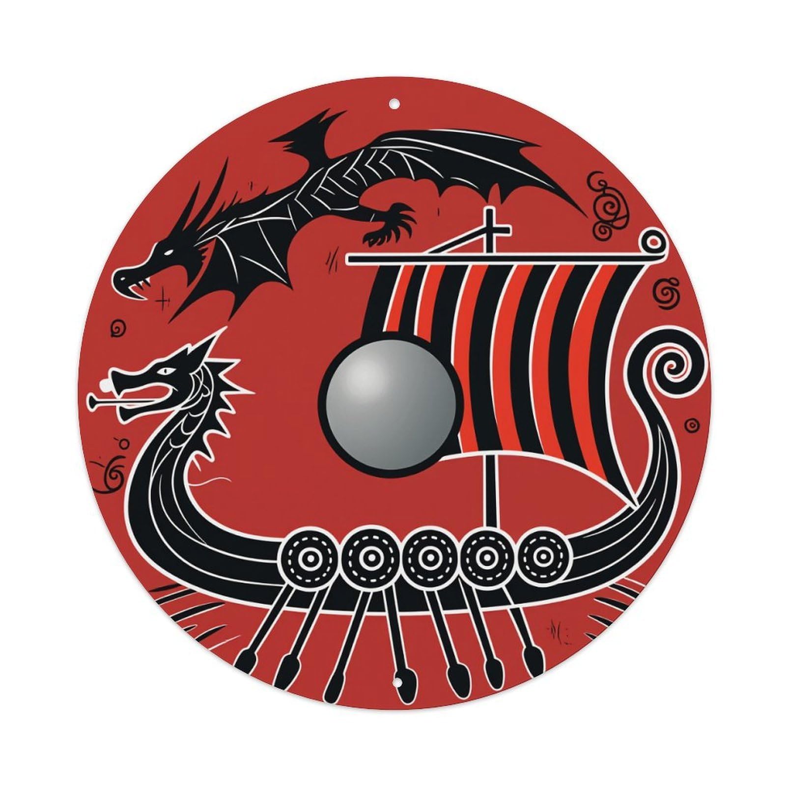 Dragon Ship Viking Symbol Art Metal Tin Sign Vintage Garden Bedroom Cafe Bar Man Cave Home Wall Decor Metal Poster 8x8 inches