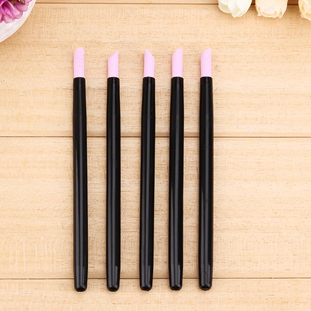 5PCS Stone Sanding Nail File Tools Nail File Cuticle Remover Trimmer Buffer Pedicure Pen Washable Manicure Tool Nail Salon Makeup Cosmetic Tool (5PCS Stone Sanding)