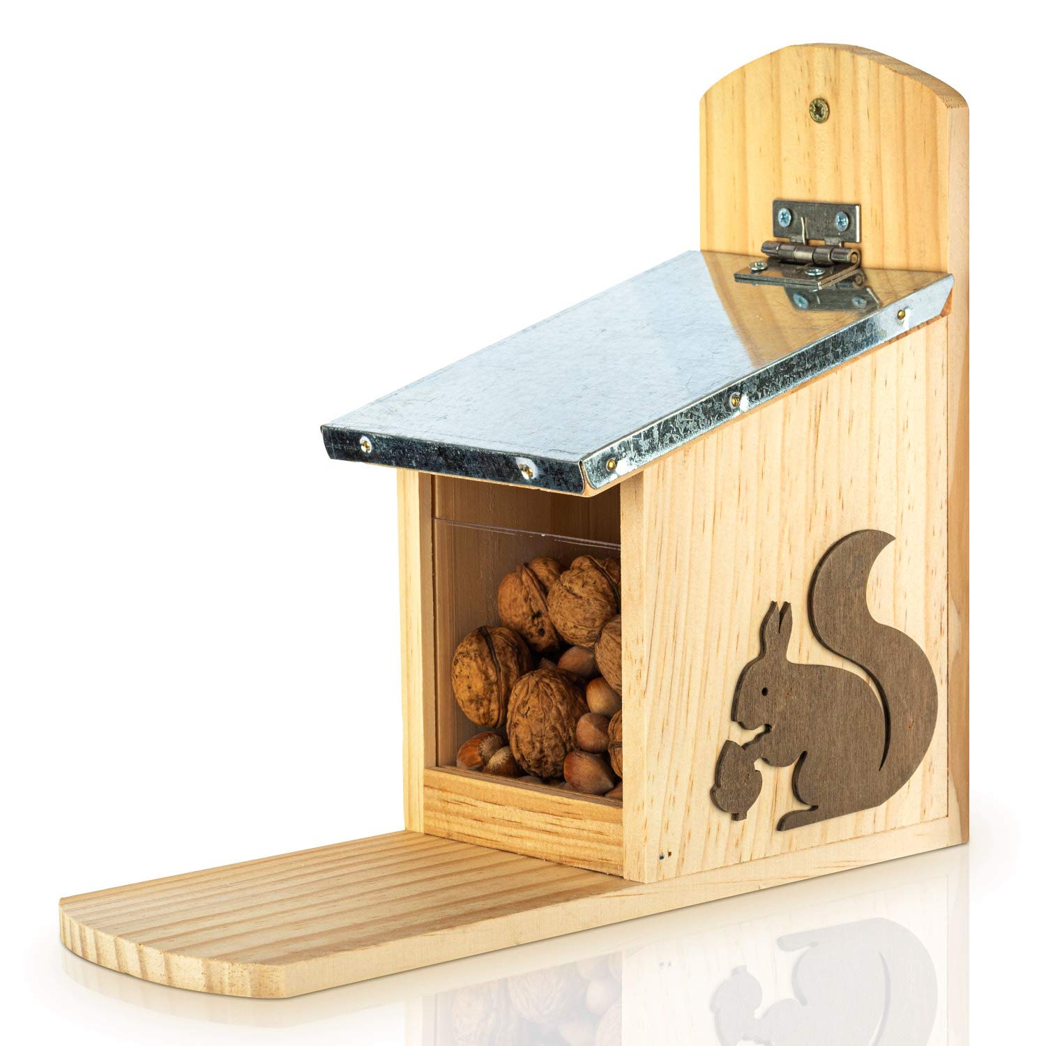Mangiatoia per scoiattoli da Giardino, casetta in Legno per scoiattolini, Accessori per scoiattoli, 24.5x11x29 cm