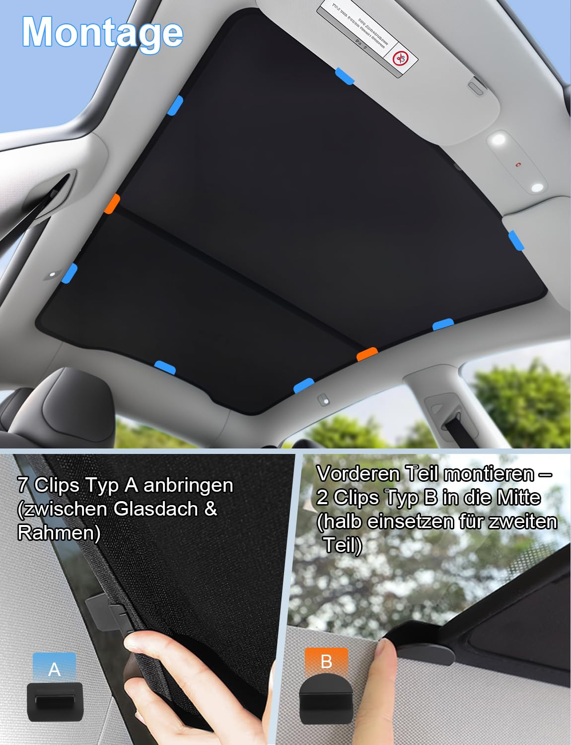 Dach-Sonnenschutz für Tesla Model Y Juniper 2025-2026, Wärmedämmung Hitzeschutz UV-Schutz, reflektierendes Material