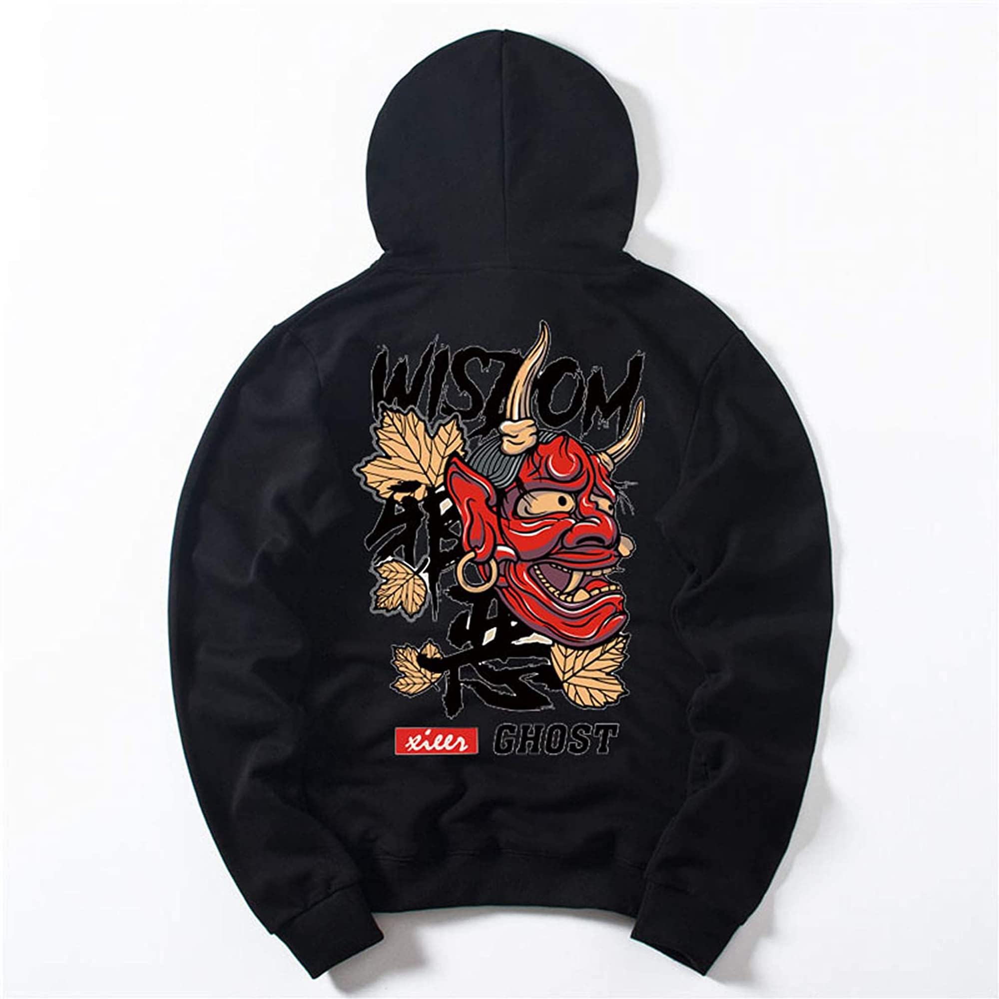 XYXIONGMAO Felpe con Cappuccio Grafica per Uomo con Cappuccio Giapponese Streetwear Oversize Nero Bianco Fantasma Hip-Hop Buono e Male, Viola, 2XL