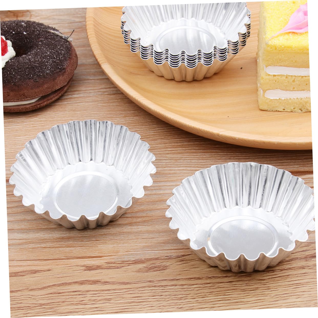 Luxshiny 100stücke Aluminiumlegierung Tarteformen Mit Fluted Kanten Muffin Und Cupcake-molds Für Eierkuchen Pudding Und Desserts