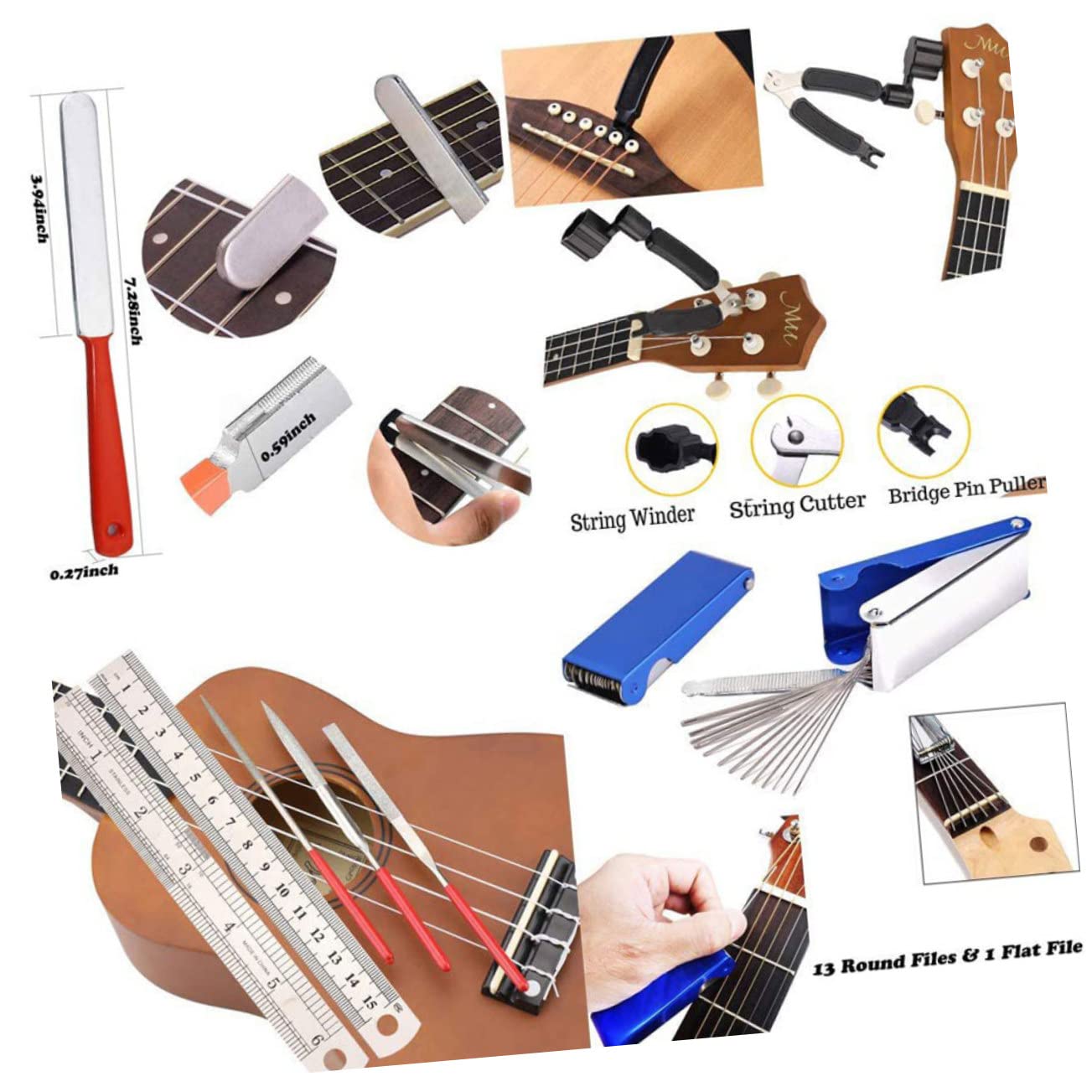 1 juego Kit de Herramientas de Reparación de para y Limpieza de Instrumentos Incluye Accesorios Prácticos y Duraderos de Transportar Bolsa