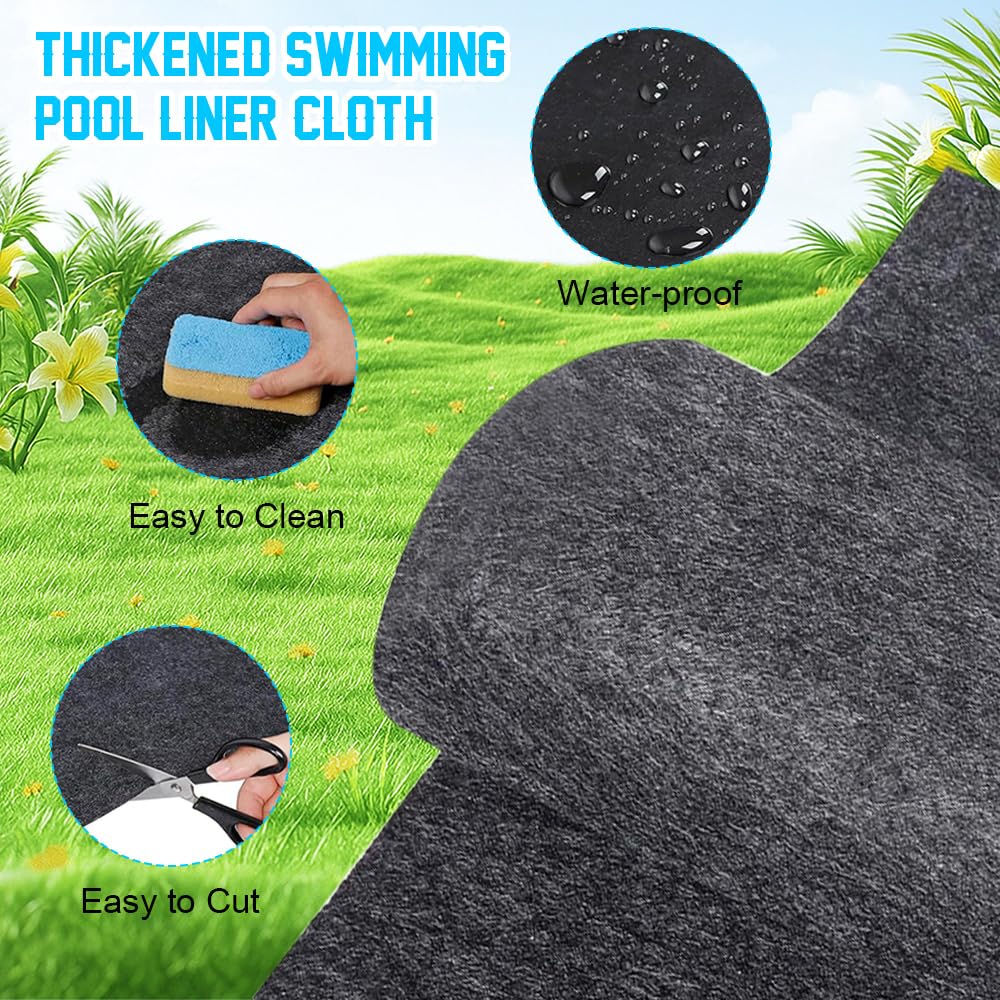 Tappetino per Piscina Rotondo, 4m Tappeto Base per Piscina, Telo di Fondo per Piscina Pieghevole, Tappetino Piscina Extra Spesso, Evita Forature, Protezione del Pavimento per Piscina Gonfiabile