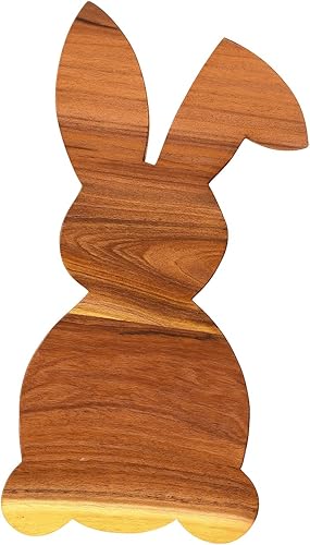 Miniatura 1 de Tabla de cortar de conejo de madera decorativa para cocina, bloque de carnicero de 15 pulgadas de largo x 7 pulgadas de ancho, plato para servir