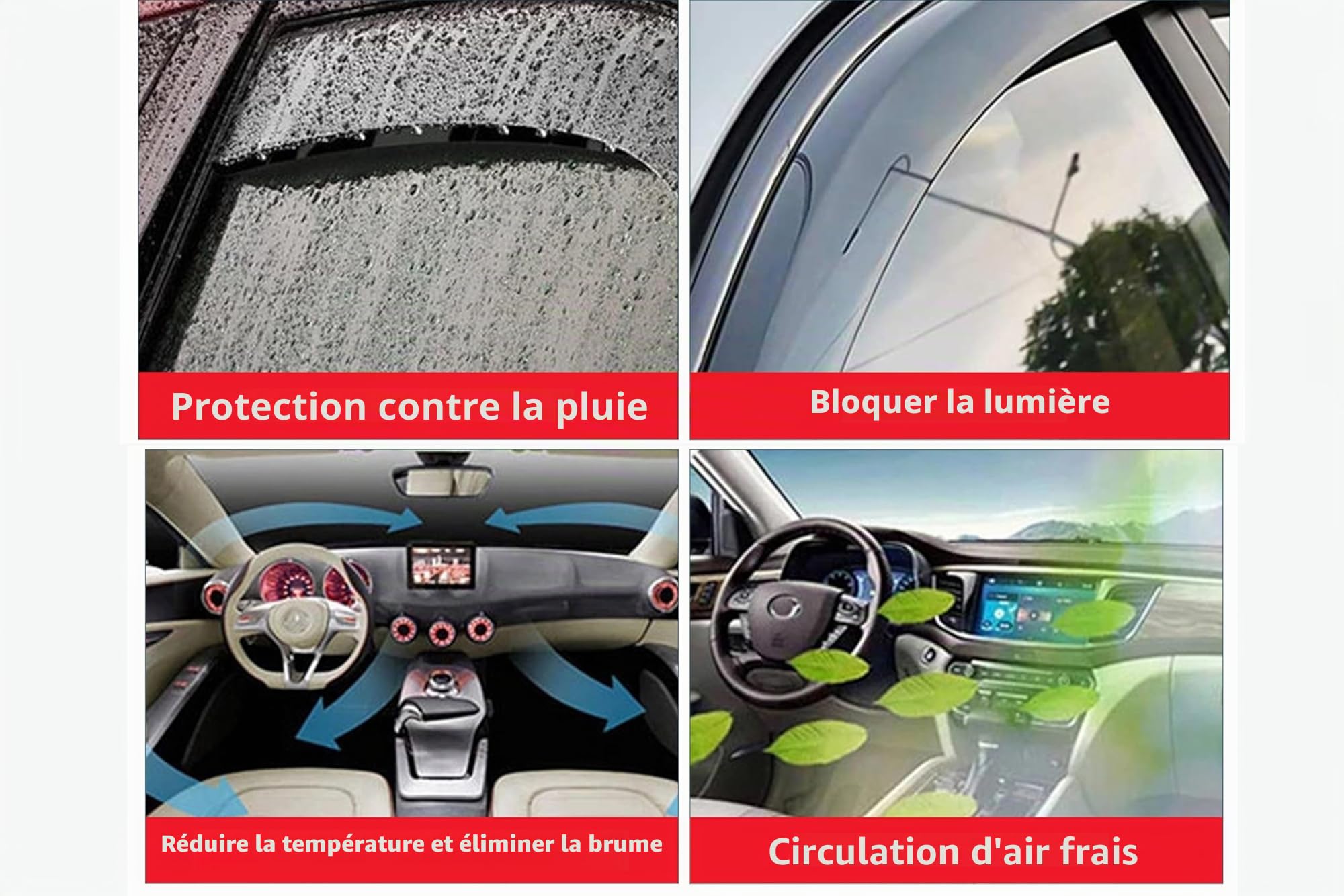Lot de 4 déflecteurs d'air compatibles avec PEUGEOT 5008 MK2 modèles 2017 2018 2019 2020 2021 2022 2023 2024.