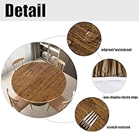 Vista 3 de LUSHVIDA - Mantel impermeable y con borde elástico para mesa redonda, mantel de vinilo ajustable, para mesas redondas de hasta 45 a 56 pulgadas