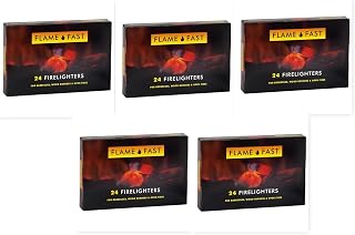 Flamefast Firelighters Starter Blocks, Quick Start, Eco Barbecue, Wood Burner, Open Fire - 5 Packs of 24 (120 firelighters)