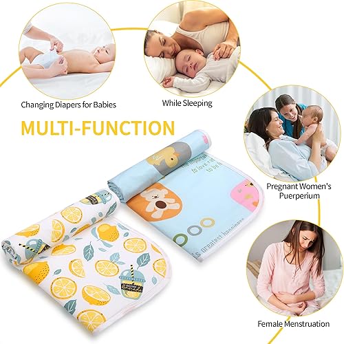 Miniatura 5 de 2 almohadillas cambiadoras de pañales para bebé, tapete de cambio de dinosaurio, 3 capas, impermeable, plegable, absorbente, para mujeres,