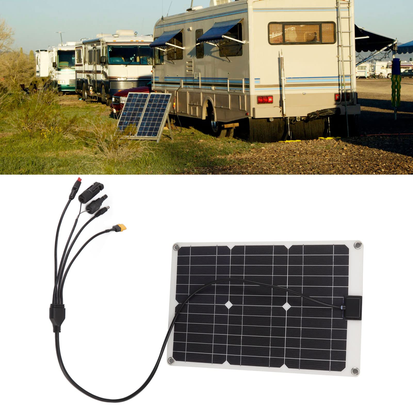 Pssopp 50W Monokrystaliczny Panel Słoneczny, 18V DC i Wyjście XT60 do