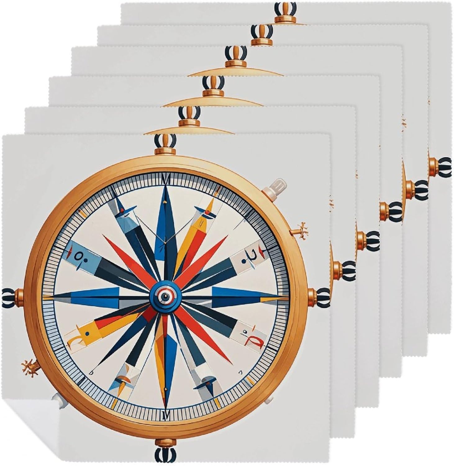 Cloth Napkins Absorbent Dinner Napkins Set of 6 PCS Washable Napkin Maritime Sailboat Compass Decorative Cloth Napkin Table Accessories for Parties Weddings Cocktail