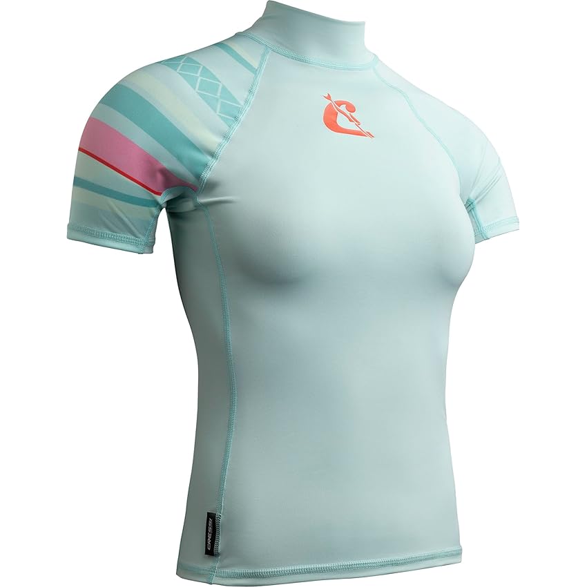Cressi Shield Lady Rash Guard Short/SL Aquamarine Pink- Rash Guard Manica Corta Protettiva per SUP e Sport Acquatici, Acquamarina/Rosa, XXS/0, Donna