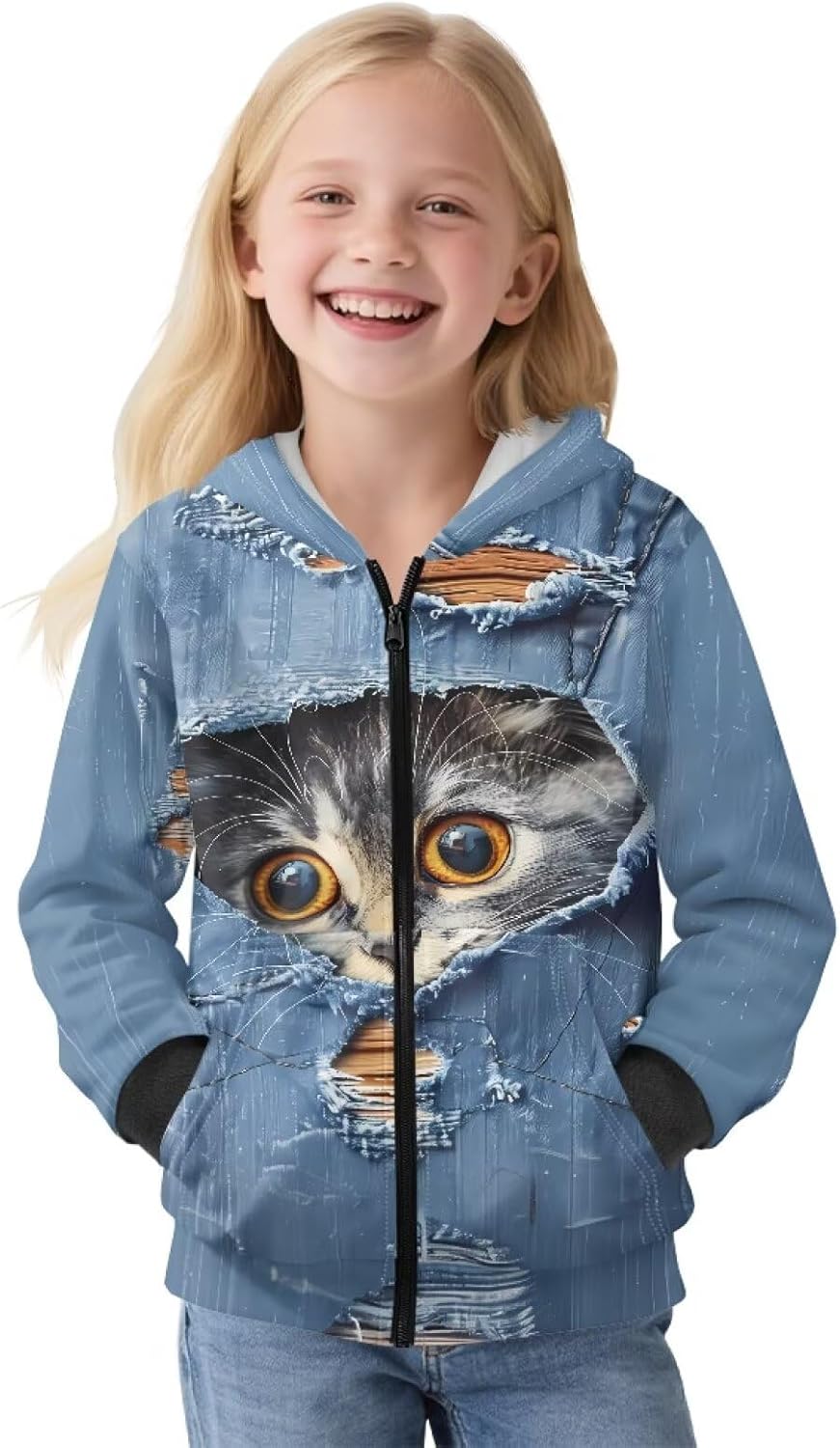 Girls Fleece Zip Up Hoodies Kids Casual Long Sleeve Sweatshirt Fall Jacket with Pockets Size S-XL