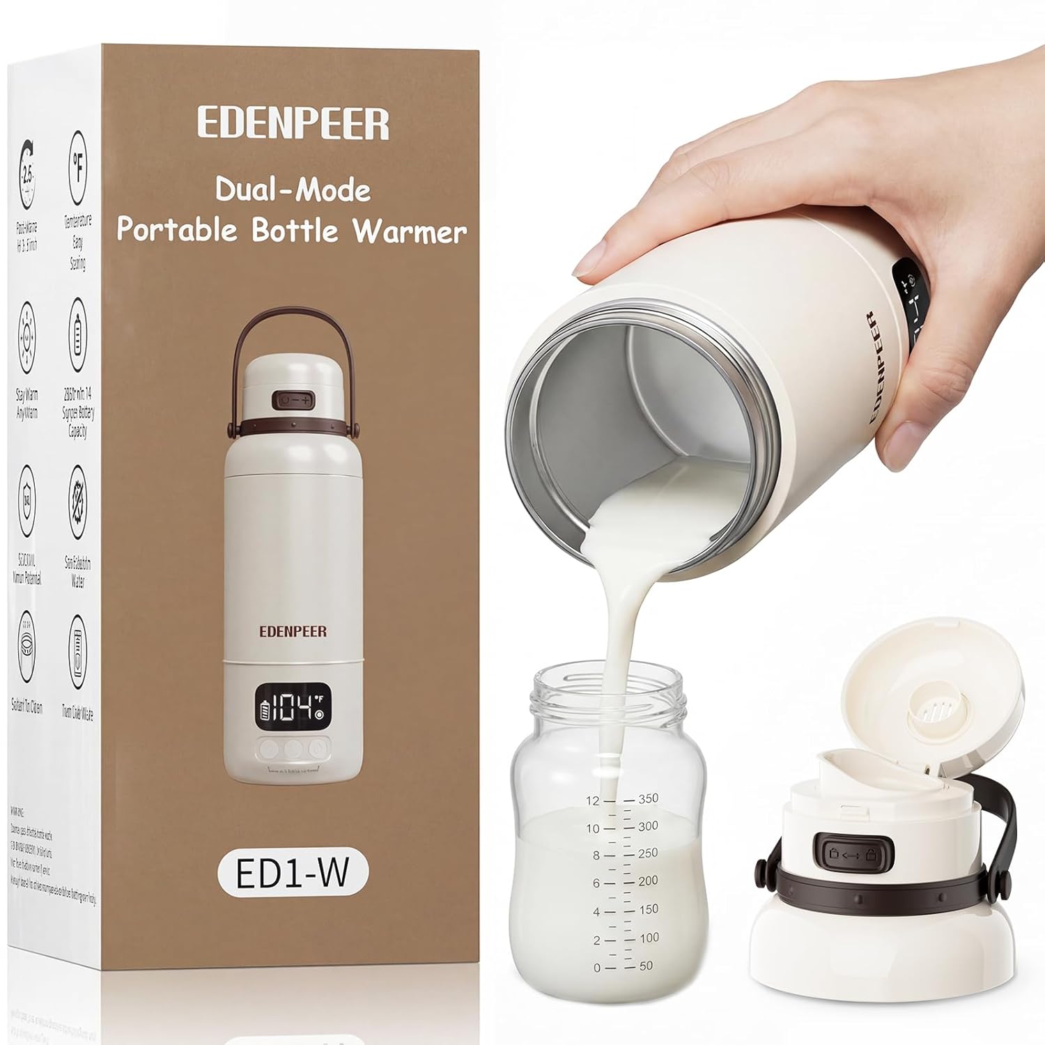 Portable Bottle Warmer for Travel,USB-C&AC Dual Power Mode with Built-in Sterilizer,Baby Milk Warmer On The Go and 120W Fast Heating Breastmilk,Formula,Water,3” Wide Mouth&17oz Large Capacity