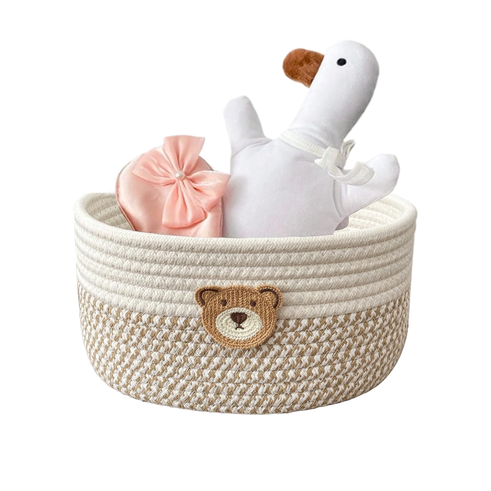 Organisateur en coton de rangement, petit panier gain de place vêtements et linge