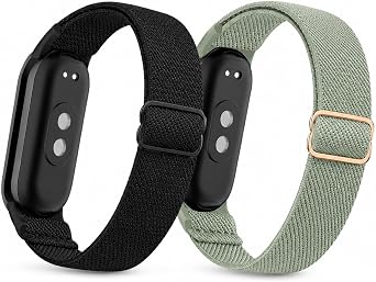 EESV シャオミXiaomi スマートバンド8/9/10交換バンド男女兼用黒緑2本組