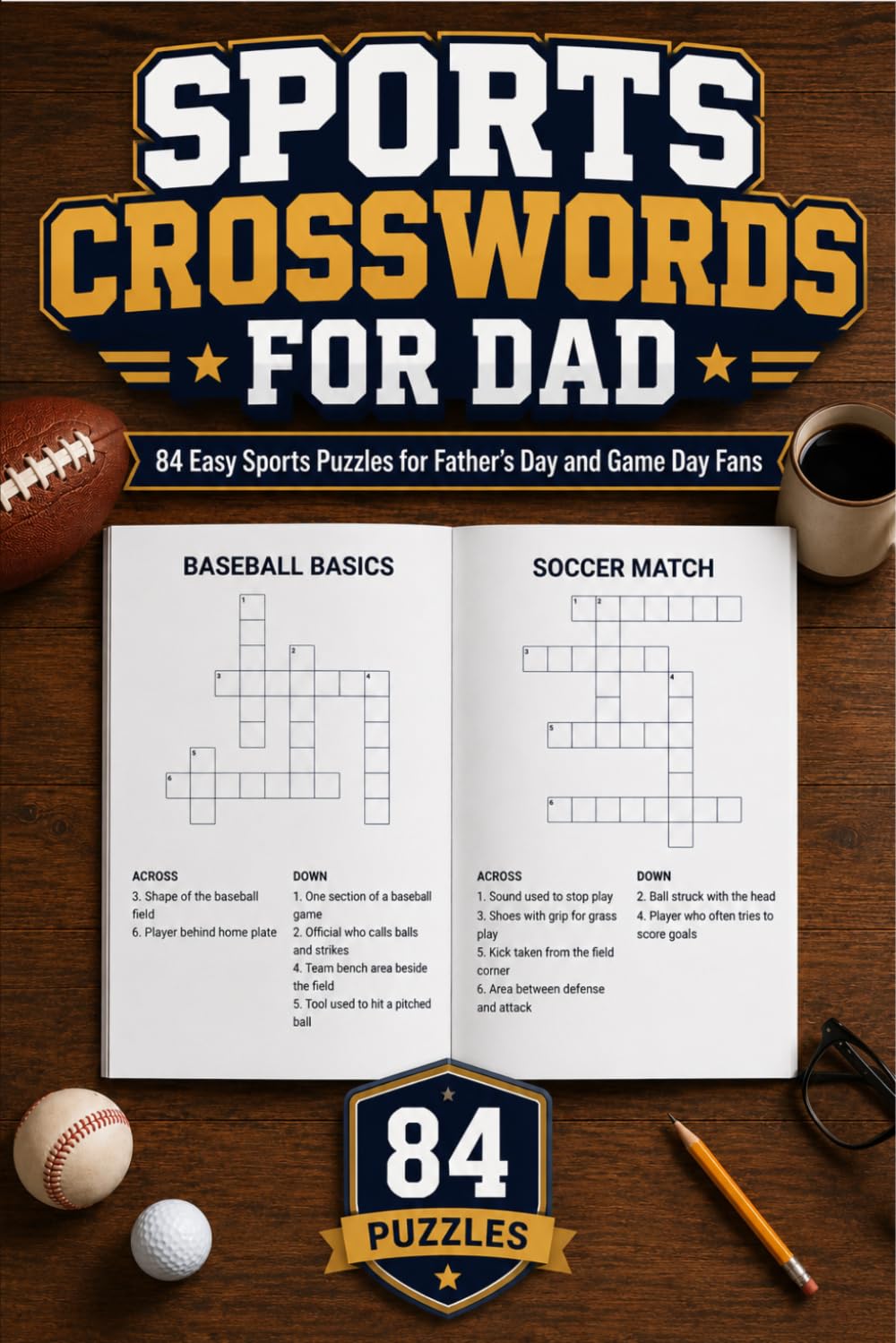 Sports Crosswords for Dad: 84 Easy Sports Puzzles for Father’s Day and Game Day Fans (Crossword Puzzles)