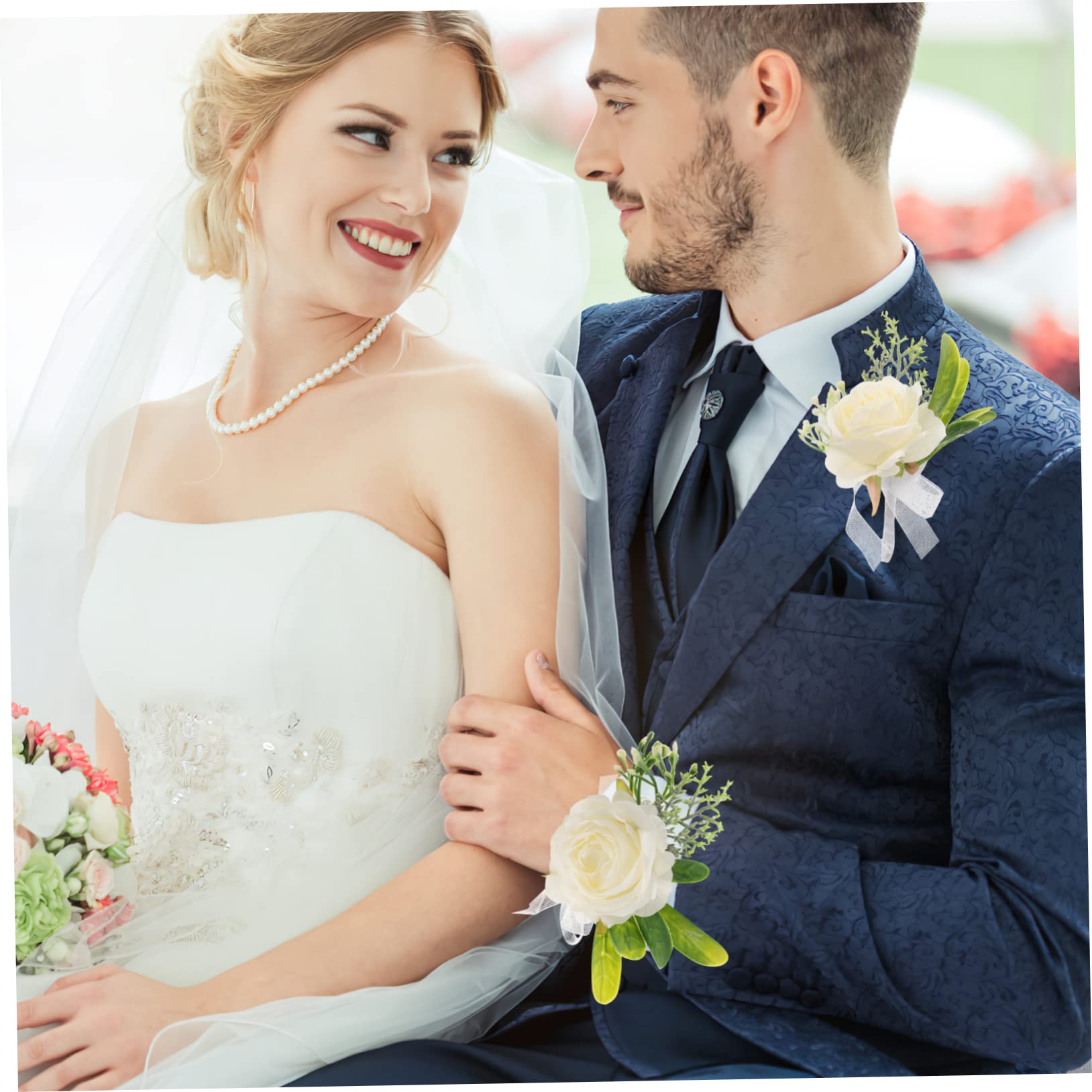 SOIMISS 4sätze Dekorative Handgelenkblumen Für Hochzeiten Kunstblumenarmband Mit Perlen Braut Und Brautjungfern-Corsage Teiliges Für Besondere Anlässe