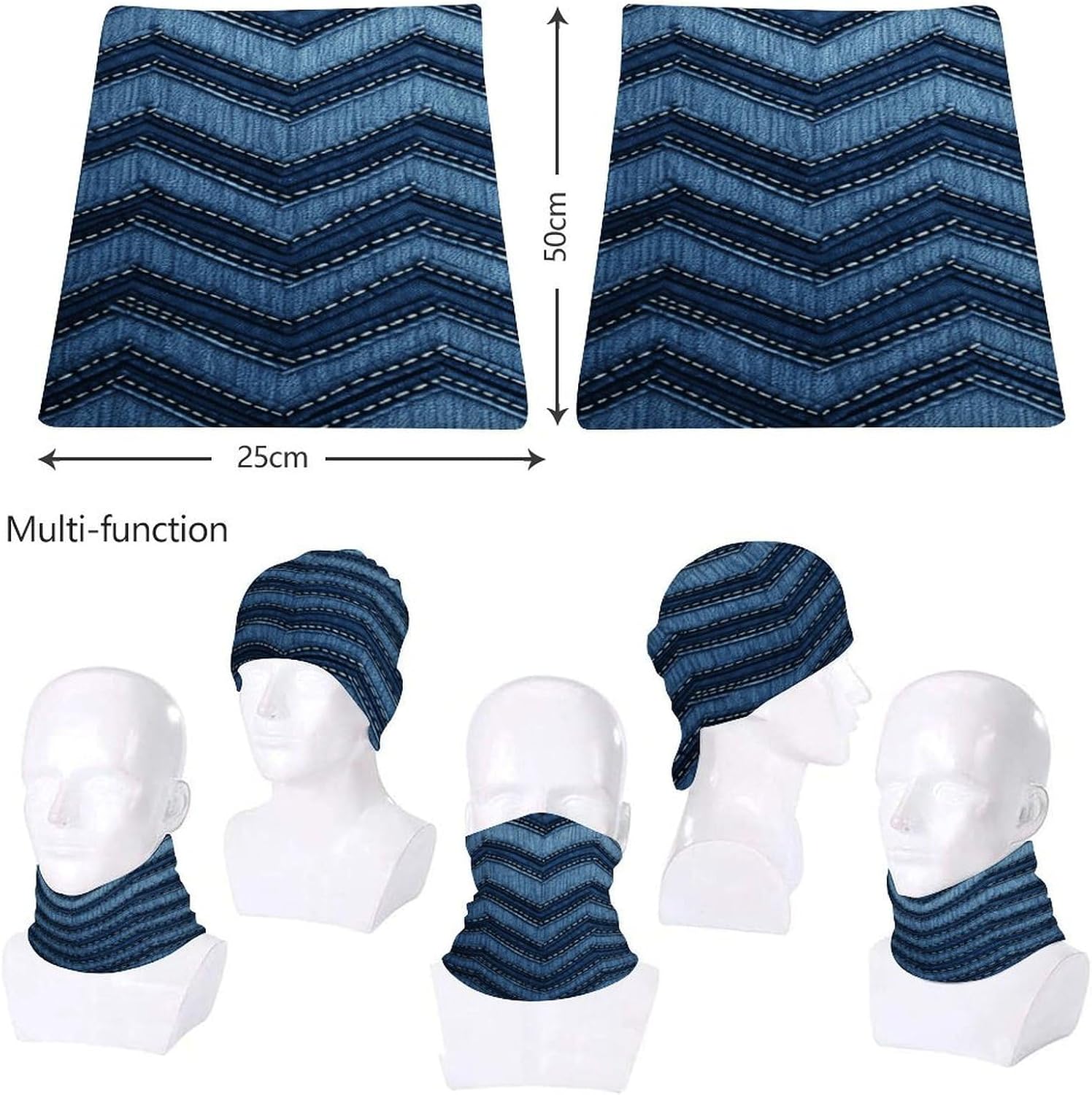 Sun UV Protection Neck Gaiter Upf 50+ Balaclava Ski Gradient Blue Denim Face Mask Summer Face Cover Scarf Breathable Bandana for Fishing Hunting Kayaking Hiking Cycling Outdoor Activities