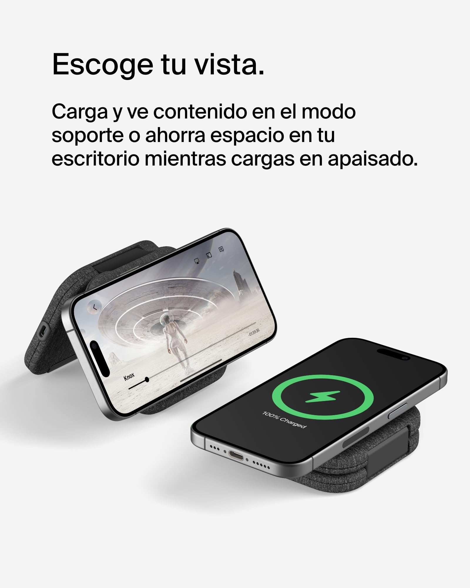 Belkin BoostCharge Pro cargador magnético compatible con MagSafe, base de carga inalámbrica 2 en 1 de viaje de 15 W, estación de carga inalámbrica plegable con Qi2, iPhone 16, Apple Watch 10 y AirPods