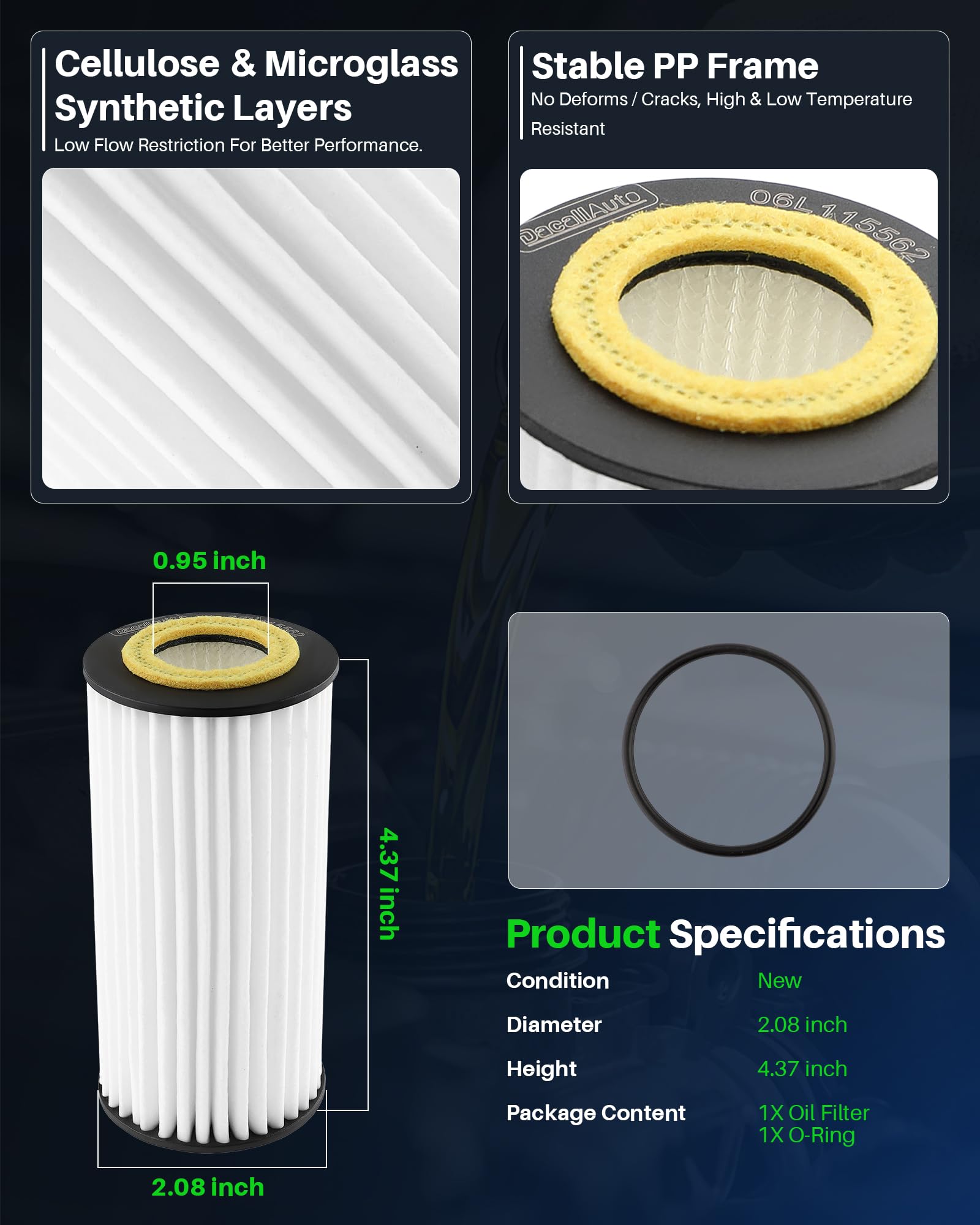 Premium-Synthetic Oil Filter for VW Jetta/Passat/Golf/Tiguan, for Audi A3/A4/Q5/Q7/A6/A5, for Porsche Macan – High Efficiency Replacement XG11784