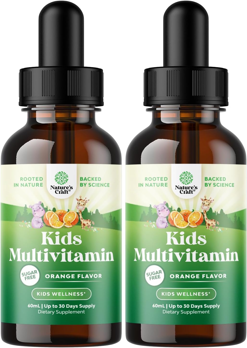 Liquid Multivitamin for Kids Immunity Support - Yummy Toddler Multivitamin Supplement with a C D3 E B6 and D3 Liquid Vitamins for Kids of All Ages - High Absorption 2Fl Oz (Pack of 2)
