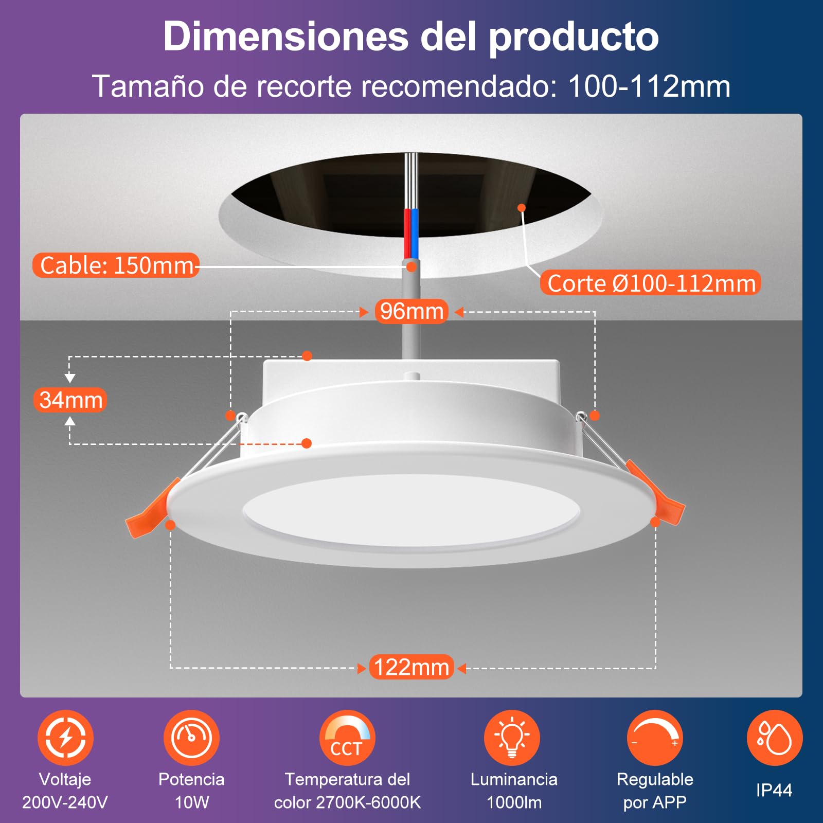 Downlight LED Techo Empotrable RGB & Blanco Frío a Cálido 2700K-6000K