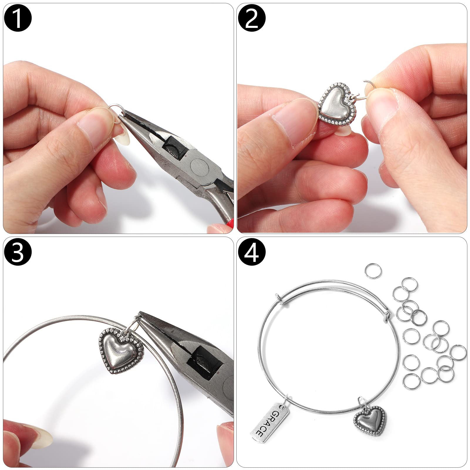 Lot De 300 Anneaux Ouverts Colorés De 6, 8, 10 Mm Pour La