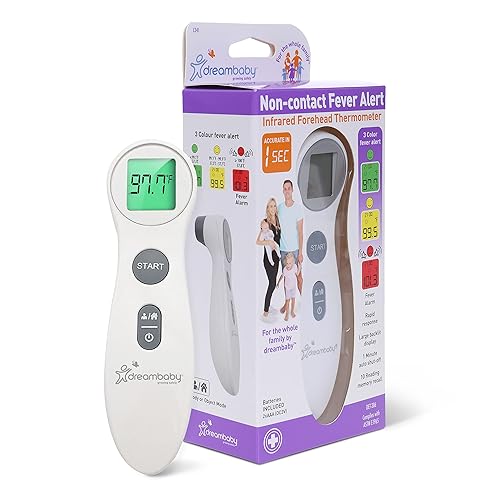 Miniatura 2 de Dreambaby Termómetro digital infrarrojo para la frente sin contacto sin contacto + kit de aseo para bebés de hierba de trigo limpio y ordenado de 9