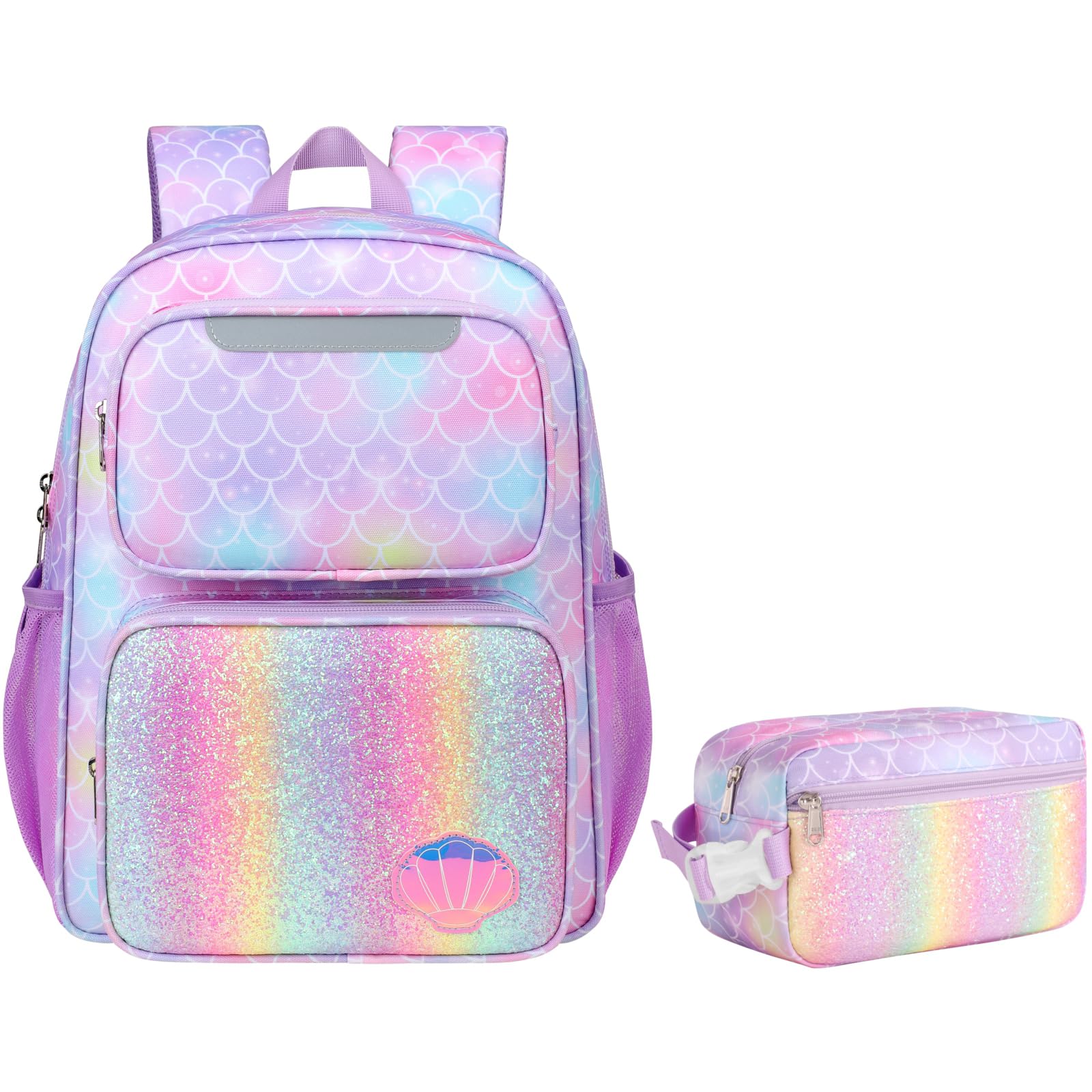 BrainyBees Kids Backpack with Insulated Snack Bag - 15 Inch Backpack for Girls 3 to 8, Lightweight Bookbag for Preschool Kindergarten Elementary