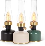 Abbott Collection Lanterne verte LED Lampe avec cheminée, lampe de table portable - Métal/Glass (10.5" H)