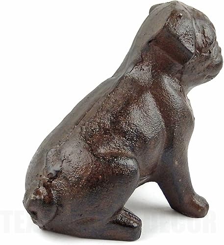 Miniatura 4 de Estatuilla vintage de hierro fundido con acabado marrón rústico, 4.5 pulgadas de alto