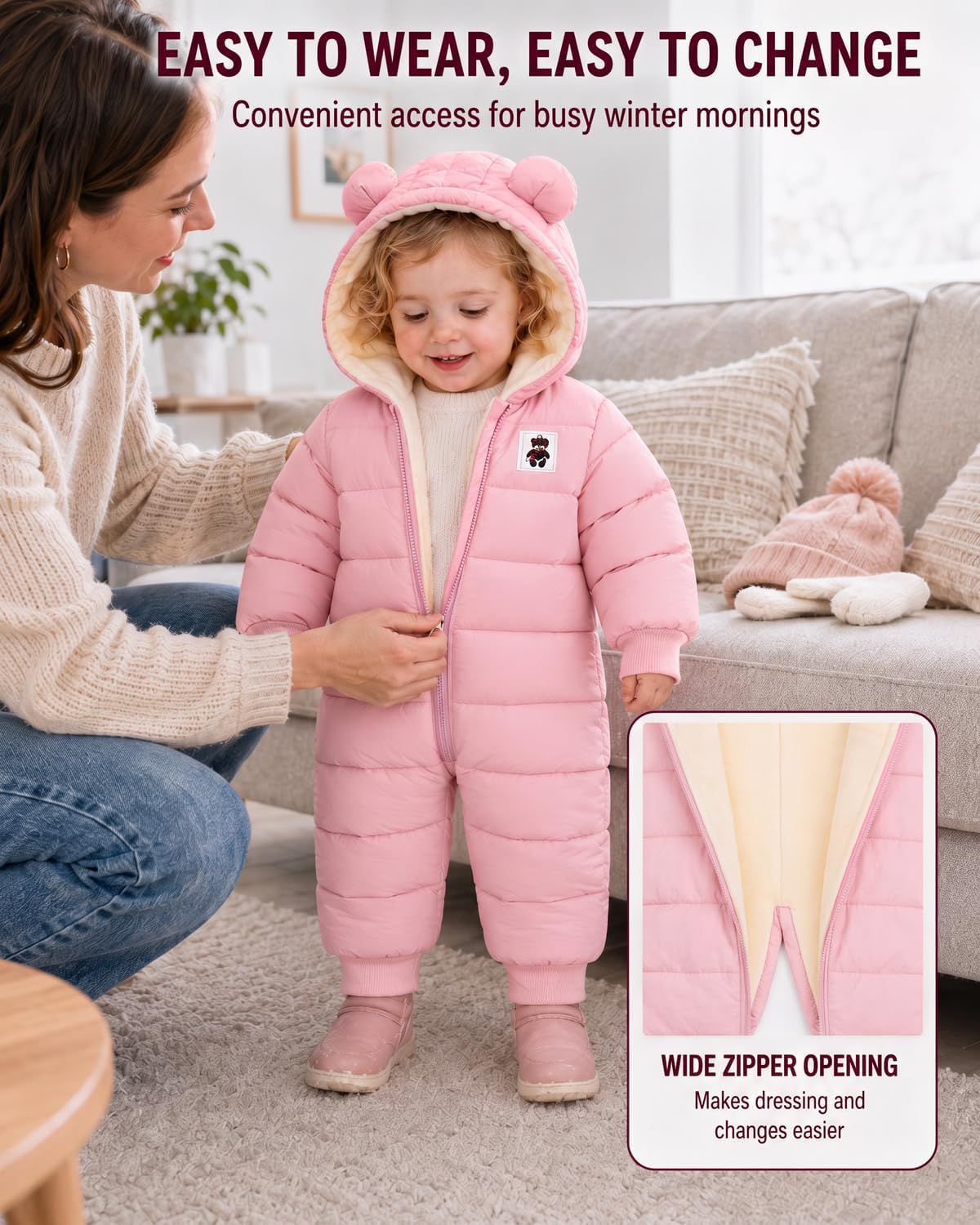 JiAmy Baby Winter Snowsuit,Girls and Boys Hooded Warm Romper,Infant Clothes Jumpsuit Newborn baby Winter Outfits 0-36 Months