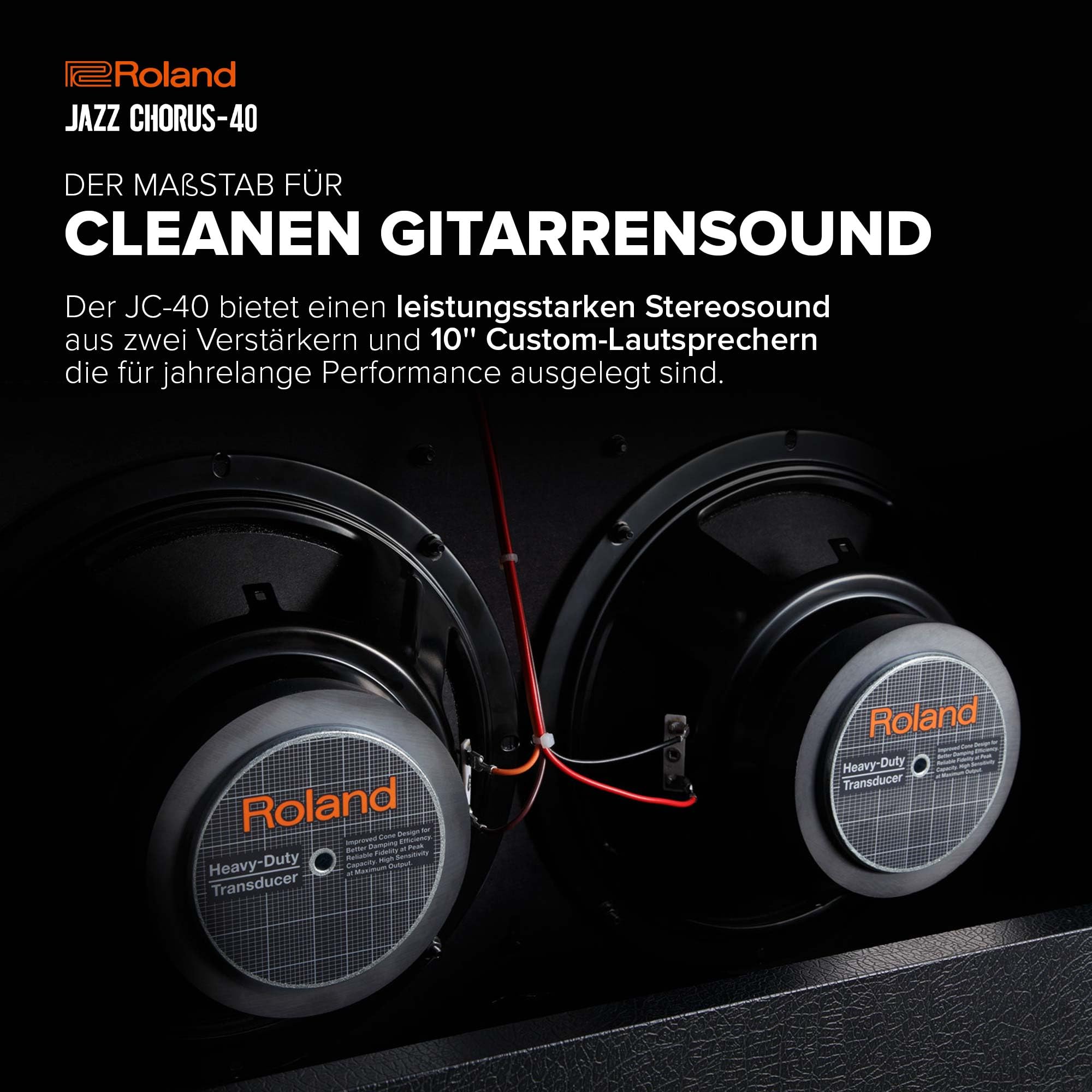 Roland JC-40 Jazz Chorus | Kompakter Gitarrenverstärker | Legendärer JC Clean-Sound | Einzigartiger Dimensional Space Chorus Effekt | Leistungsstarker 40 Watt Stereoverstärker | Zwei 10” Lautsprecher