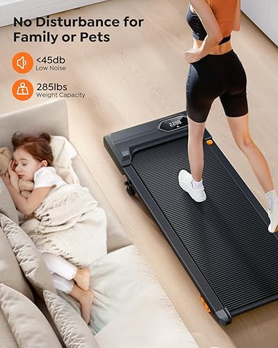 Miniatura 5 de Walking Pad Treadmill with 10% Incline, Under Desk Treadmill, Compact Portable Treadmills for Home Office, 285lbs Capacity, APP/Remote Control,