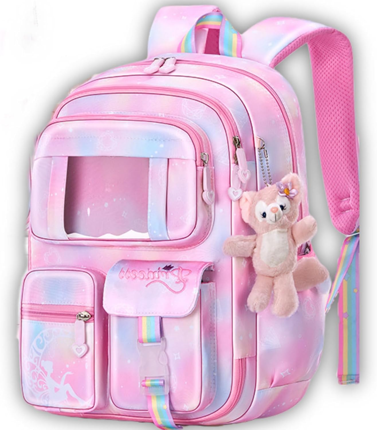 Kawaii Backpack with Cute Accessories 15.6 Inch Laptop Anti-Theft Travel Aesthetic New Semester Gifts With Pendant Bag (pink,Medium(25 Liter))