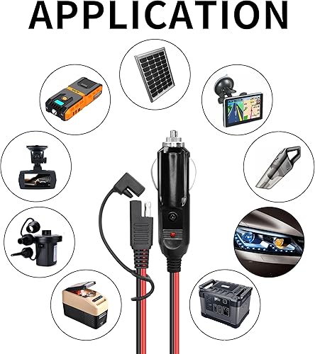 Miniatura 7 de YACSEJAO - Cable de encendedor de cigarrillos SAE 14AWG de 1 pie, 12 V/24 V, enchufe a SAE cable de extensión de liberación rápida con fusible de 15