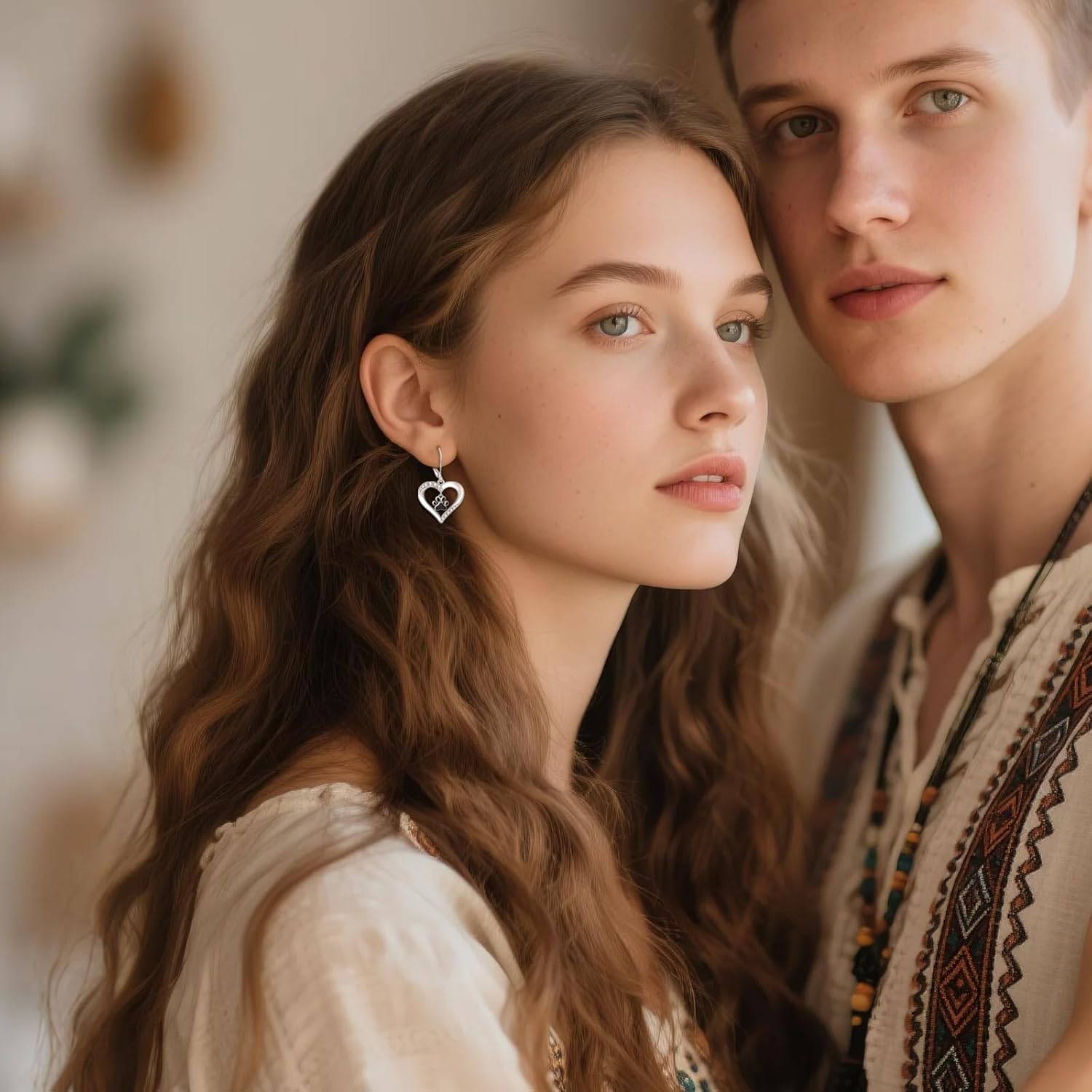 Paw Print Earrings 925 Sterling Silver Heart Dangle Earrings for Women Dog Paw Print Earrings Gift for Dog Lovers - Image 3