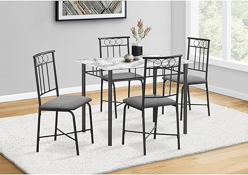 Miniatura 2 de Monarch Specialties Mesa 1014, 5 piezas, pequeña, rectangular de 40 pulgadas, cocina, juego de comedor laminado de 5 piezas con aspecto de mármol
