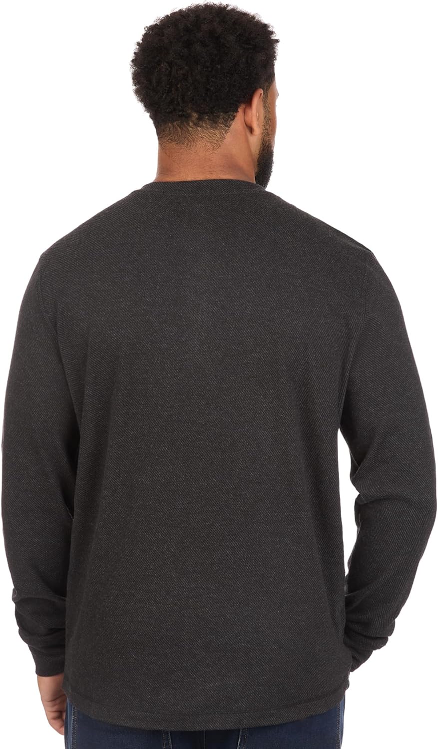 Coleman Long Sleeve Brushed Back Stretch Twill Double Knit Henley Shirt with Textured Fabric Detail - Image 4