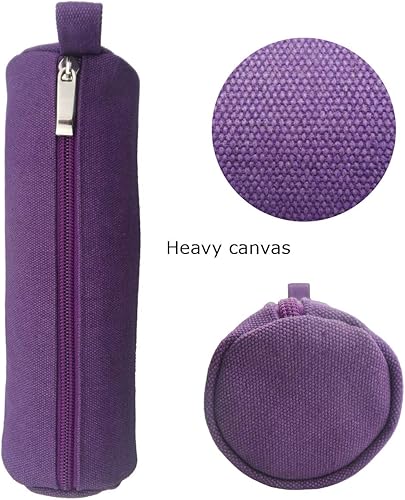 Miniatura 4 de Enyuwlcm Bolsa para lápices de lona pesada y elegante, simple, duradera y compacta con cremallera, 1 paquete, color morado
