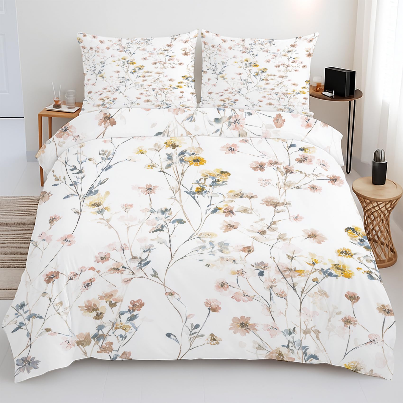 Housse de couette 240 x 260 florale finie la couette qui glisse avec le zip robuste