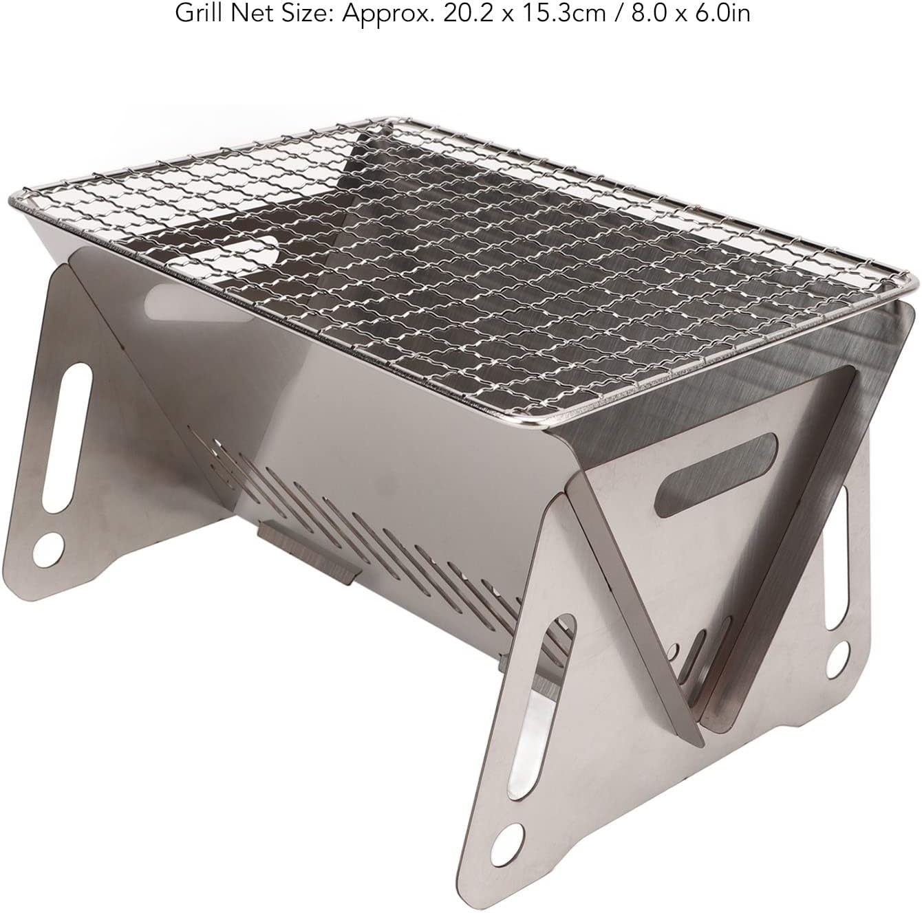 Close-up of Topyond Foldable BBQ Grill showing grill net dimensions