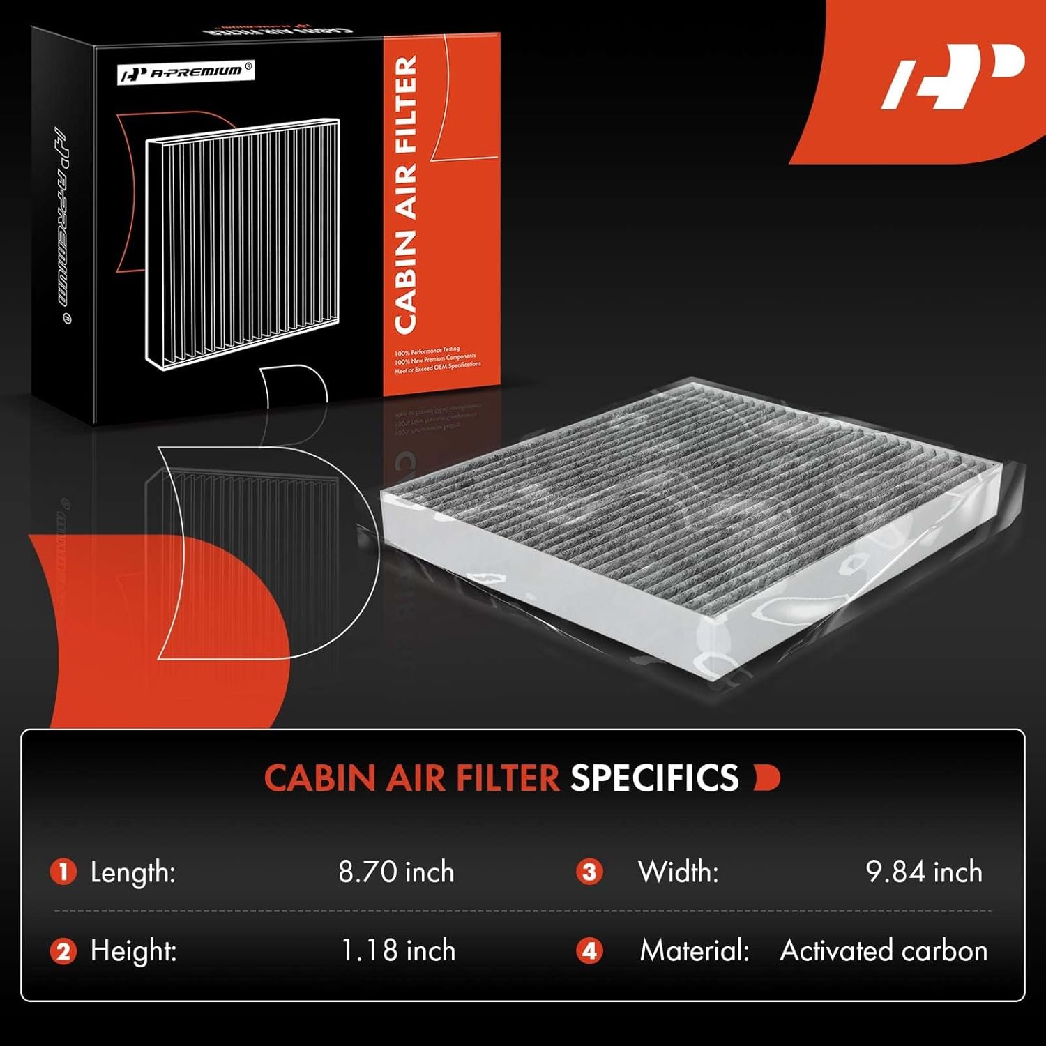A-Premium 2-PC Cabin Air Filter with Activated Carbon Compatible with Hyundai Sonata 2006-2008, Santa Fe 2007-2009, Azera 2006-2009 & Kia Optima 2006-2010, Magentis 2005-2010, Replace# 087903K000