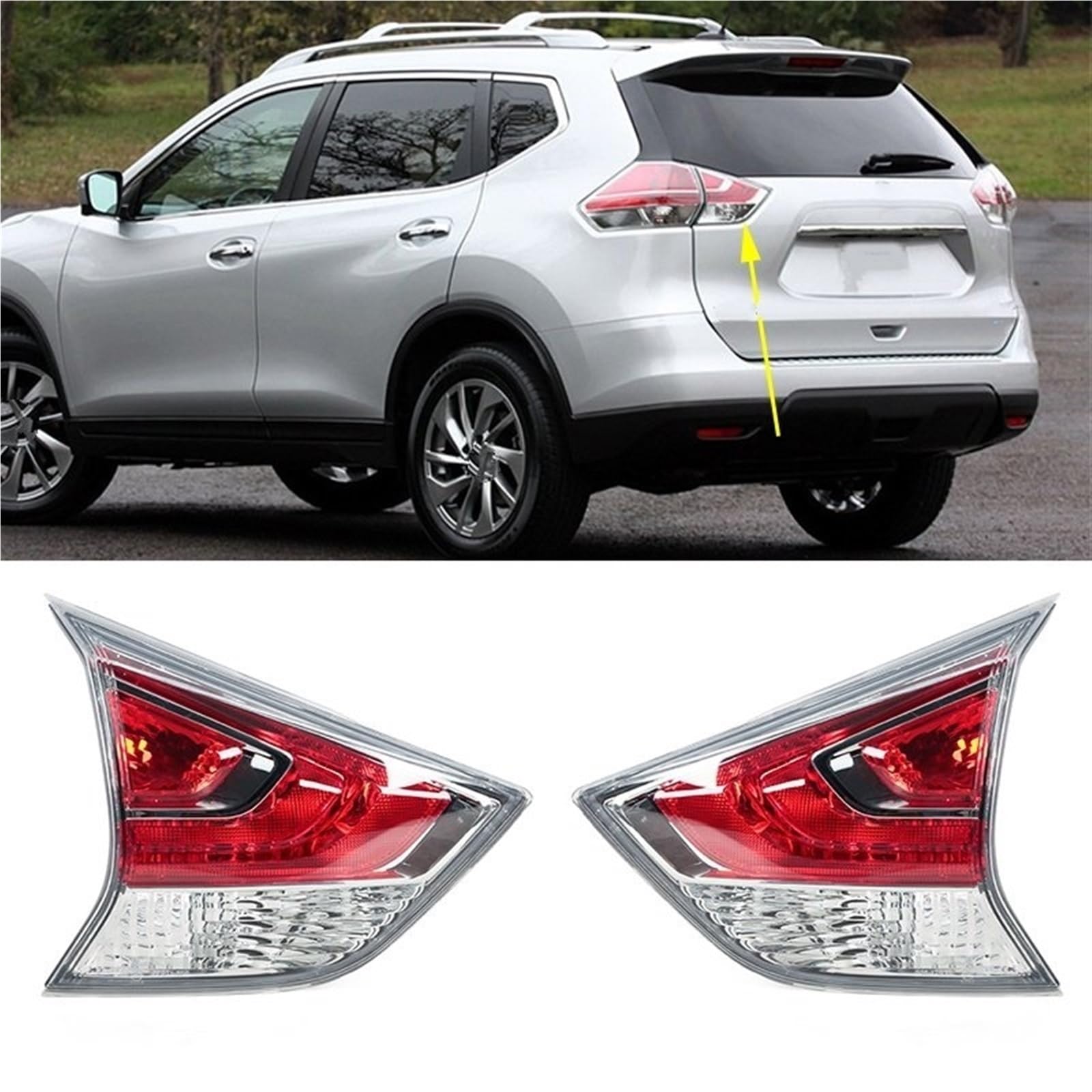 Generisch Rückleuchten für Autos Auto-Heckstoßstangen-Innenrücklicht für Nissan für Rogue für Rückfahrscheinwerfer Rücklicht ohne Leuchtmittel(1pc inner right)