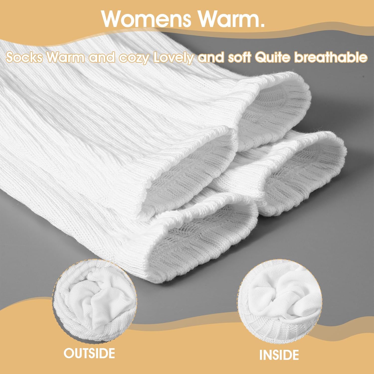 2 Pairs Women's Scrunch Crew Socks, Soft Solid Cotton Knee High Sock Slouchy Socks Cozy Long Slouch Boot Sock for Women Stacked Size 5-11 - Image 5