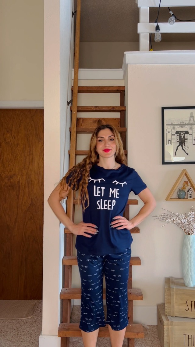 Pyjama Femme Été Ekouaer - T-Shirt Manches Courtes + Pantalon Capri - 95% Polyester - Taille S-XXL